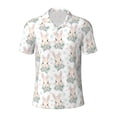 thumbnail image 2 of Daiia Rabbit And Flower Pattern Men’s Polo Shirts,Solid Deck Shirt,Classic Fit, Breathable Cotton Polo for Casual and Sport Wear-Large, 2 of 7