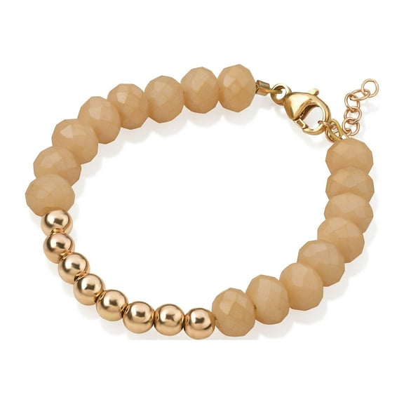 Sand Colored Crystal and Rose Gold Bead Infant Toddler Girls Stackable Bracelet | Luxury Child Bracelet Gift | Baby Girls Bracelet (B1916)