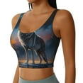 thumbnail image 2 of Pofeuu Lonely Night Sky Wolf Print Sports Bra for Women Sexy Vest Yoga Running Gym Fitness Crop Bras Tops-X-Large, 2 of 8