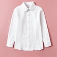thumbnail image 5 of TOWED22 Girls Long Sleeve Uniform Shirt, Kids Stretch Button Down Dress Shirts, Stain Resistant Blouse with Peter Pan Collar(White,13-14 Y), 5 of 5