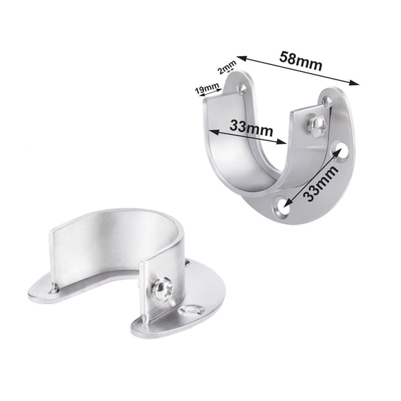 8 Packs Heavy Duty Stainless Steel Closet Rod End Supports Closet Pole Sockets Flange Rod Holder with Screws