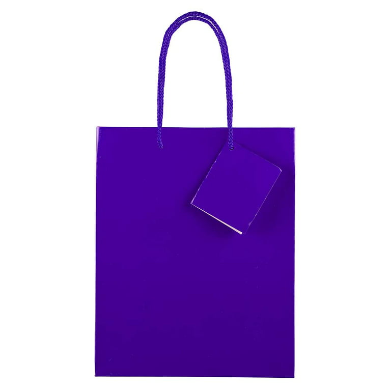 Jam Paper Glossy Gift Bag, 8 x 10 x 4, Purple, 1/Pack, Medium