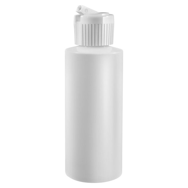 2 Oz Plastic Cylinder Bottles with Flip Top Pour Spout, Pack of 6