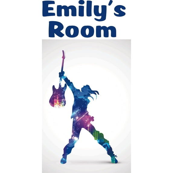 Guitar Player Music Musician Artist Customized Wall Decal - Custom Vinyl Wall Art - Personalized Name - Baby Girls Boys Kids Bedroom Wall Decal Room Decor Wall Stickers Decoration Size (30x15 inch)