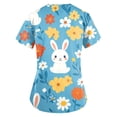 thumbnail image 5 of Women's V-Neck Short Sleeve Easter Bunny Print Scrub Tops - Medical Workwear for Easter & Daily Shift, 5 of 5