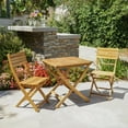 thumbnail image 3 of GDF Studio Rabion Outdoor Acacia Wood 3 Piece Folding Bistro Set, Natural, 3 of 13