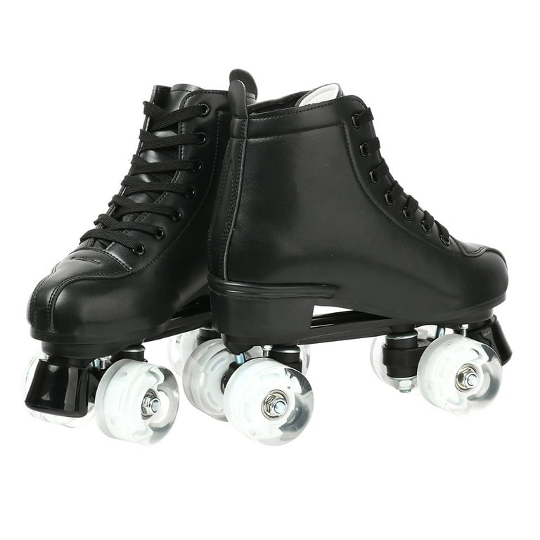 EONROACOO Leather Roller Skates, Light Up Wheels, Size