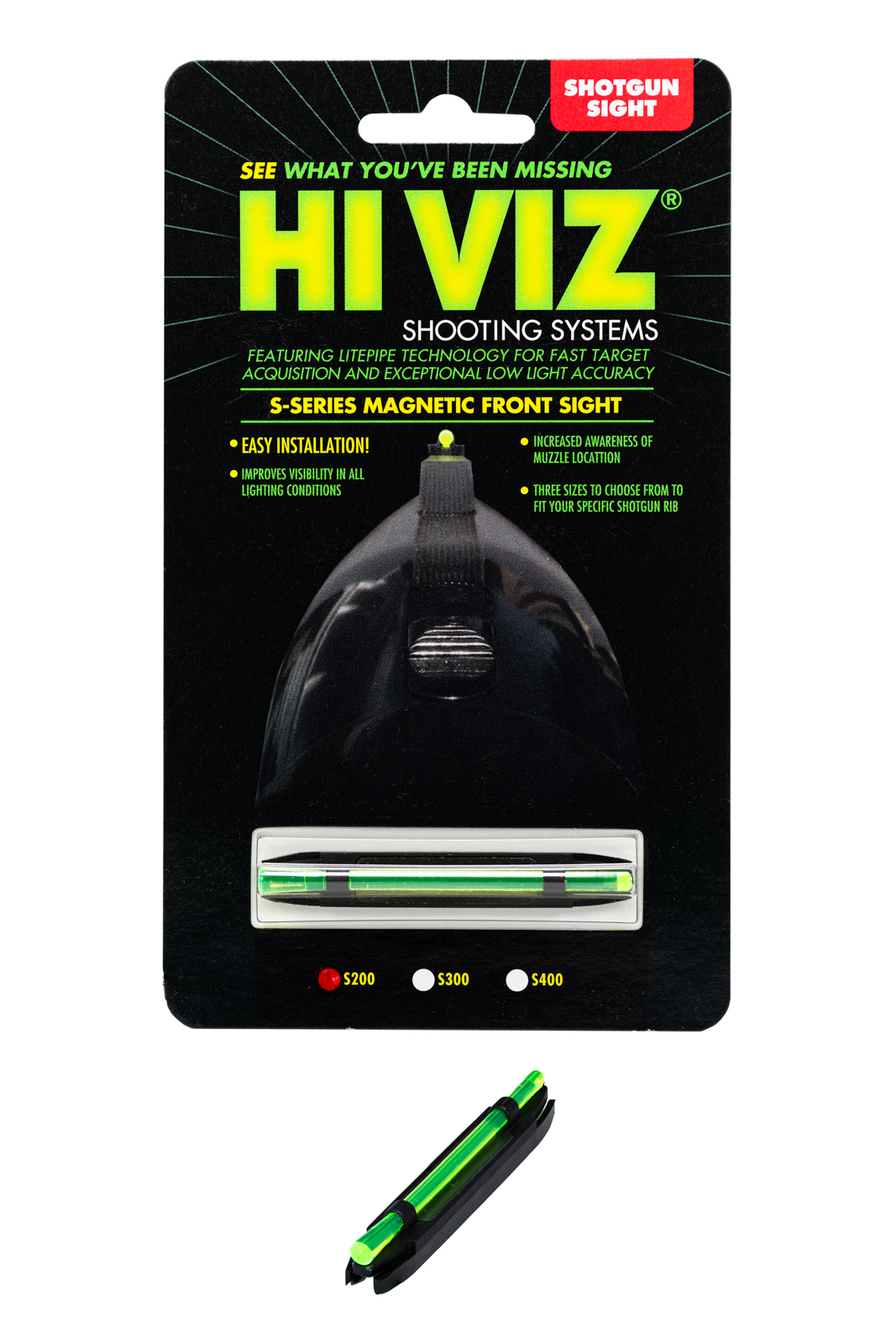 Hi-Viz Ultra Narrow Magnetic Shotgun Sight - Green