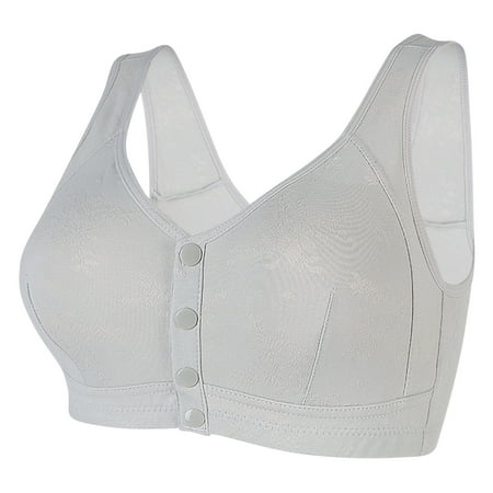 Ahuyic Front Closure Bras for Women Nursing Bras Soft Wireless Maternity Bra Comfort Breastfeeding Bralette Gray M(US:36