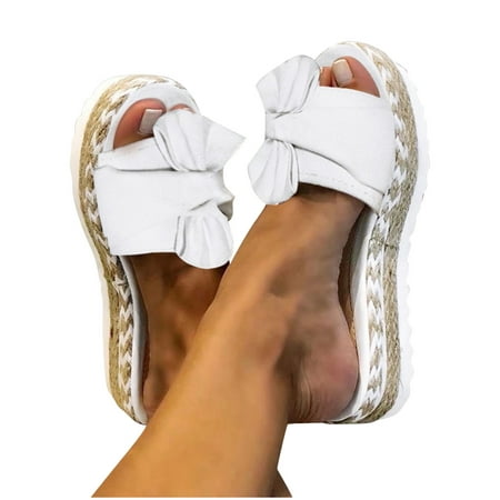 

Twist Knot Flat Toe Side Sandals for Women Girls Dresssy 2023 Twist Knot Flat Toe Sandals Bowknot Toe Flat Slides for Women Beach Bowknot Sandals Slippers