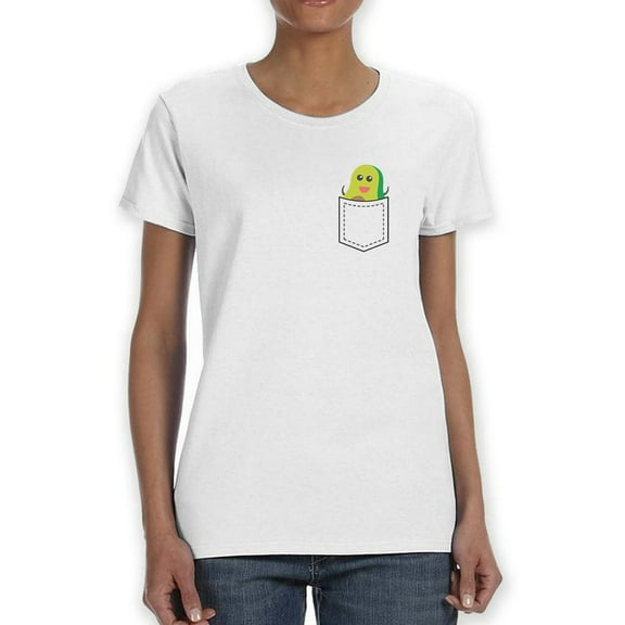 Cute Avocado In Pocket Graphic Women T-Shirt, Female Large