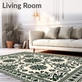 thumbnail image 2 of ODIKA 6'x9' Machine Washable Non-Slip Area Rug, Heritage Blossom Medallion with Ornate Damask Flourishes High Traffic Rug with Pad, Beige, 544201, 2 of 8