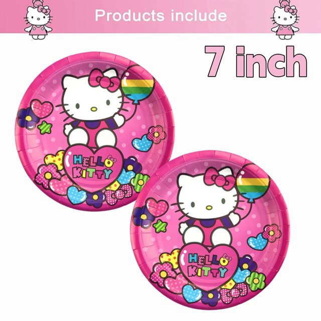 Decoraciones de fiesta de cumpleaños de Hello Kitty, globos blancos de gatito, vajilla desechable, telón de fondo para niños, suministros de fiesta, regalos de juguete