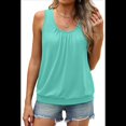 thumbnail image 1 of Camiseta de Tirantes Holgada de Verano para Mujer, Plisada, con Cuello Redondo, Informal, Sin Mangas, Color Azul Lago, Talla S, 1 of 8