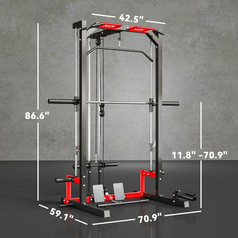 Resenkos Smith Machine Cage with Lat Pulldown and Landmine