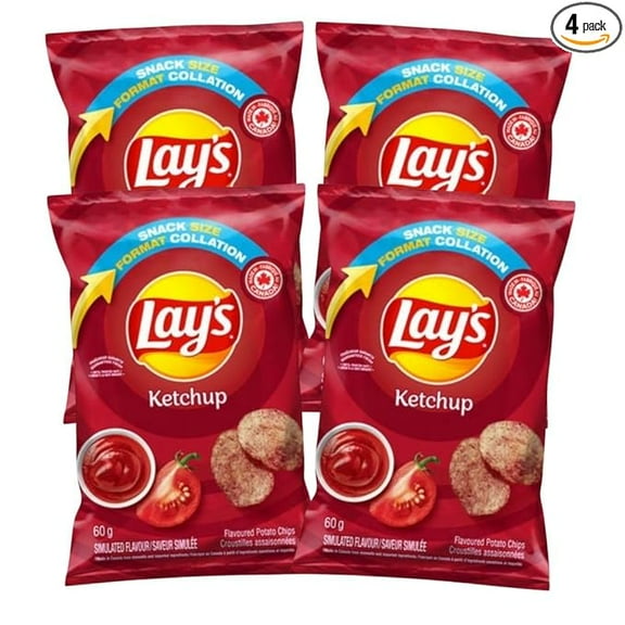 Lays Ketchup Flavoured Potato Chips, 60g/2.1 oz (Pack of 4) Shipped from Canada