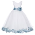 thumbnail image 2 of Ekidsbridal Girl Formal Flower Girl Dress - White Floral Rose Petals Dress with Tiebow 302T-A (Size: S-16), 2 of 3