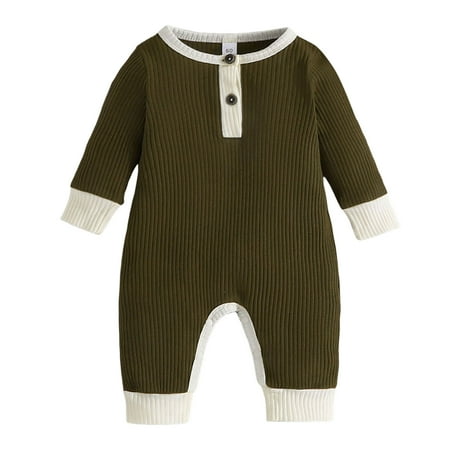

Xinduolei Boys Girls Long Sleeve Patchwork Colour Ribbed Romper Jumpsuit Clothes