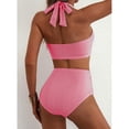 thumbnail image 5 of Women's High Waisted 2 Piece Bikini Sets Halter Swimsuits Striped Bathing Suit Beach Swimwear 2026 Red 2XL, 5 of 6