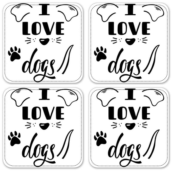 Vinyl Drink Coasters - Set of 4 - I Love Dogs