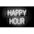 thumbnail image 1 of SpellBrite HAPPY HOUR LED Sign for Business. 21.0" x 15.0" White HAPPY HOUR Sign Has Neon Sign Look With Energy Efficient LED Light Source. Visible from 500+ Feet, 8 Animation Settings., 1 of 4
