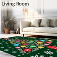 thumbnail image 2 of ODIKA 5'x7' Machine Washable Non-Slip Area Rug, Festive Evergreen Mosaic with Ornaments and Snowflake Accents High Traffic Rug, Green, 744226, 2 of 7