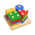 thumbnail image 2 of Clasificador de formas de madera, juguete apilable para clasificar madera, juego de mesa de aprendizaje, juguetes sensoriales, tablero para apilar y A, 2 of 9
