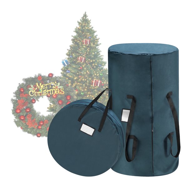 Tiny Tim Totes Green Canvas Christmas Tree Storage Bag & 30" Inch Wreath Bag