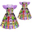 thumbnail image 2 of XDZJLR Robe pour Filles Enfants Sprunki Musique Imprimé Original Manches à Volants Tenue Quotidienne Robes Violettes 6-7 Ans, 2 of 4
