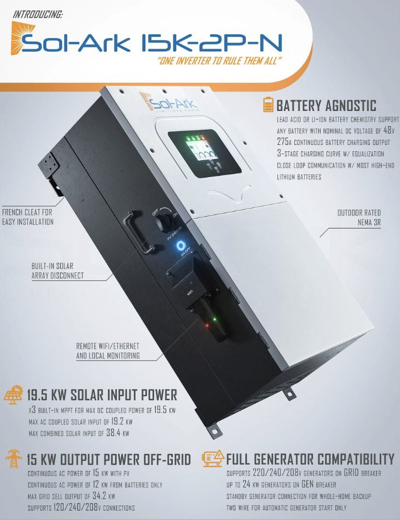 Sol-Ark Sol-Ark 15K-2P 48V Power inverter All-in-One Hybrid