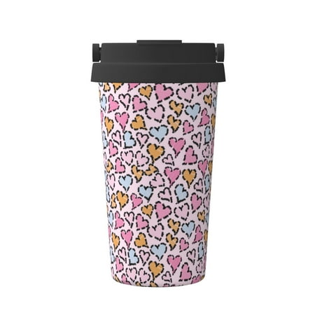 

Zeuib love heart Print Stainless Steel Vacuum Insulated Coffee Travel Mug Insulated Coffee Mug Travel Mug with Lid Thermal Cup for Outdoor