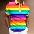 thumbnail image 2 of FUZHIQ Men's Polo Shirts Short Sleeve Color Block Striped Casual Golf Polo Breathable Lightweight Business Work Daily Wear Fashion Collared Shirt for Men,XXL, 2 of 5