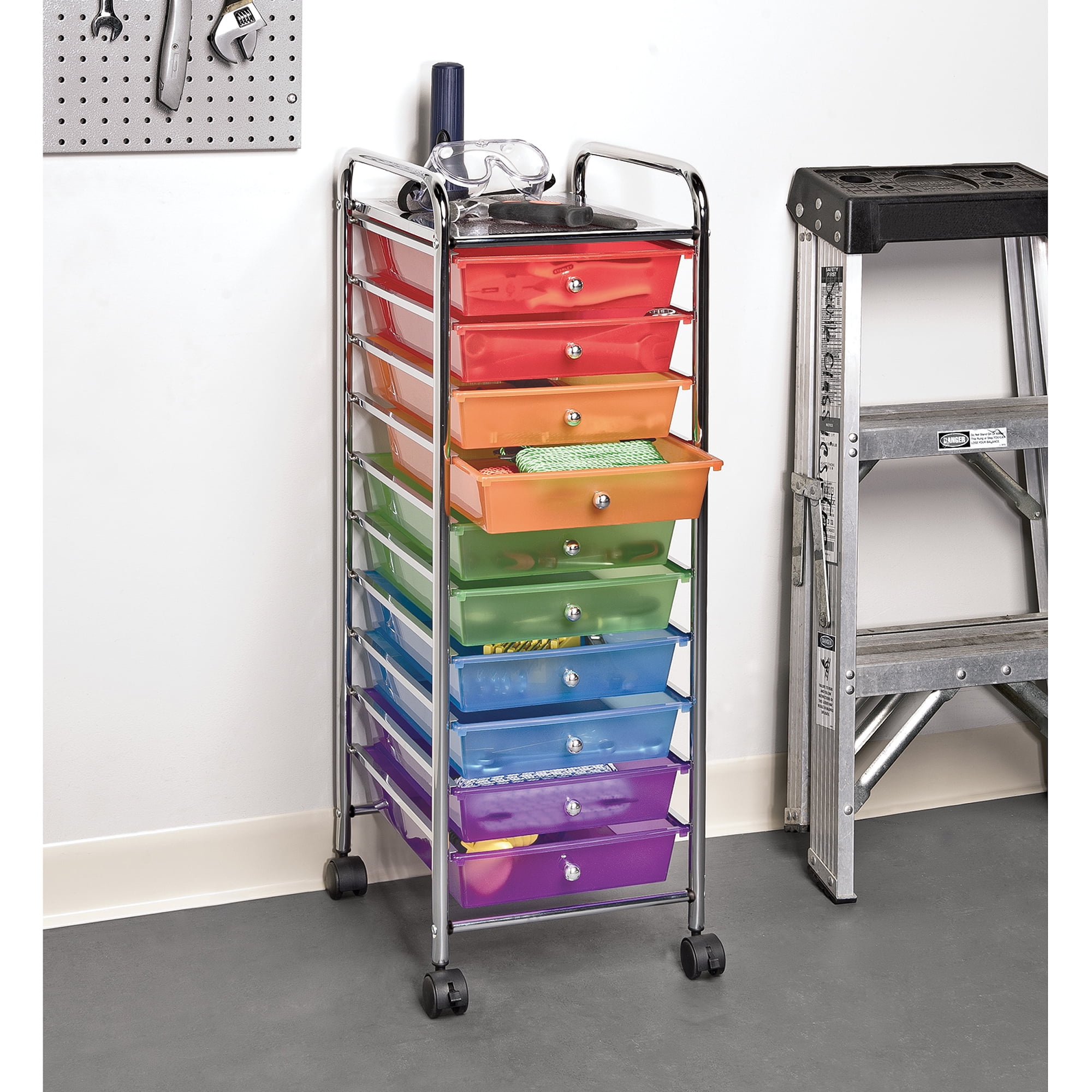 10 Drawer Organizer Cart W Wheels Pearl Multi Color By Seville