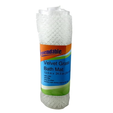 Dependable Industries Inc. Essentials Velvet Grass Bathmat Textured Spa Quality Foot Scrubber Bathroom Tub & Bath Mat Anti-Slip 24.5" x 13.5" Clear