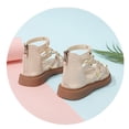 thumbnail image 5 of Toddler Girls Gladiator Sandals with Zipper Lace Up Open Toe Strappy Summer Beach Shoes for Little Big Kids Beige 25, 5 of 7