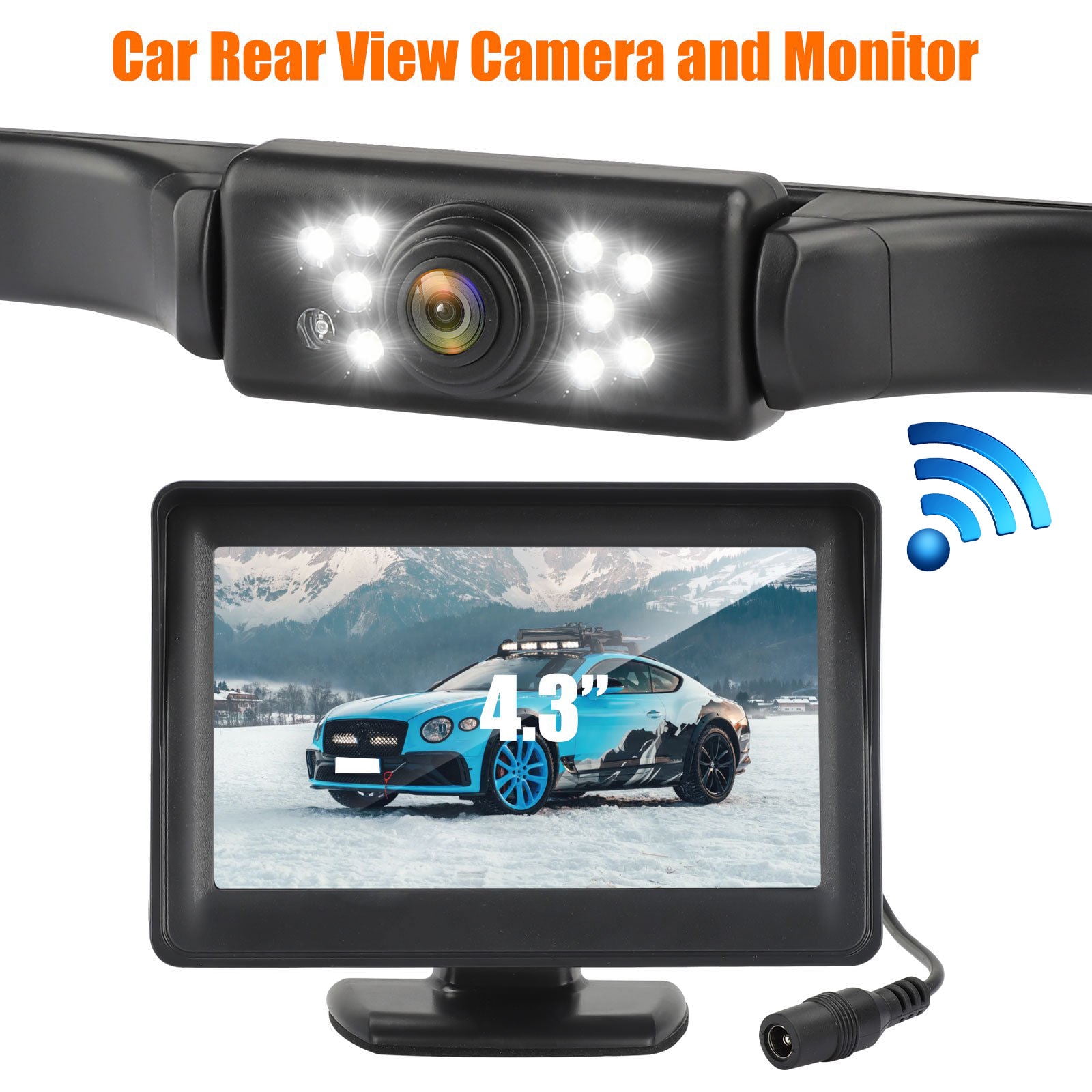 4.3" TFT LCD Car Rear View Backup Monitor+Wireless Parking Night Vision Camera 