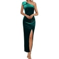 thumbnail image 3 of xiaxaixu Robe Formelle en Velours pour Femmes Couleur Unie une Épaule Fendue Robe de Soirée pour Mariage Cocktail, 3 of 3