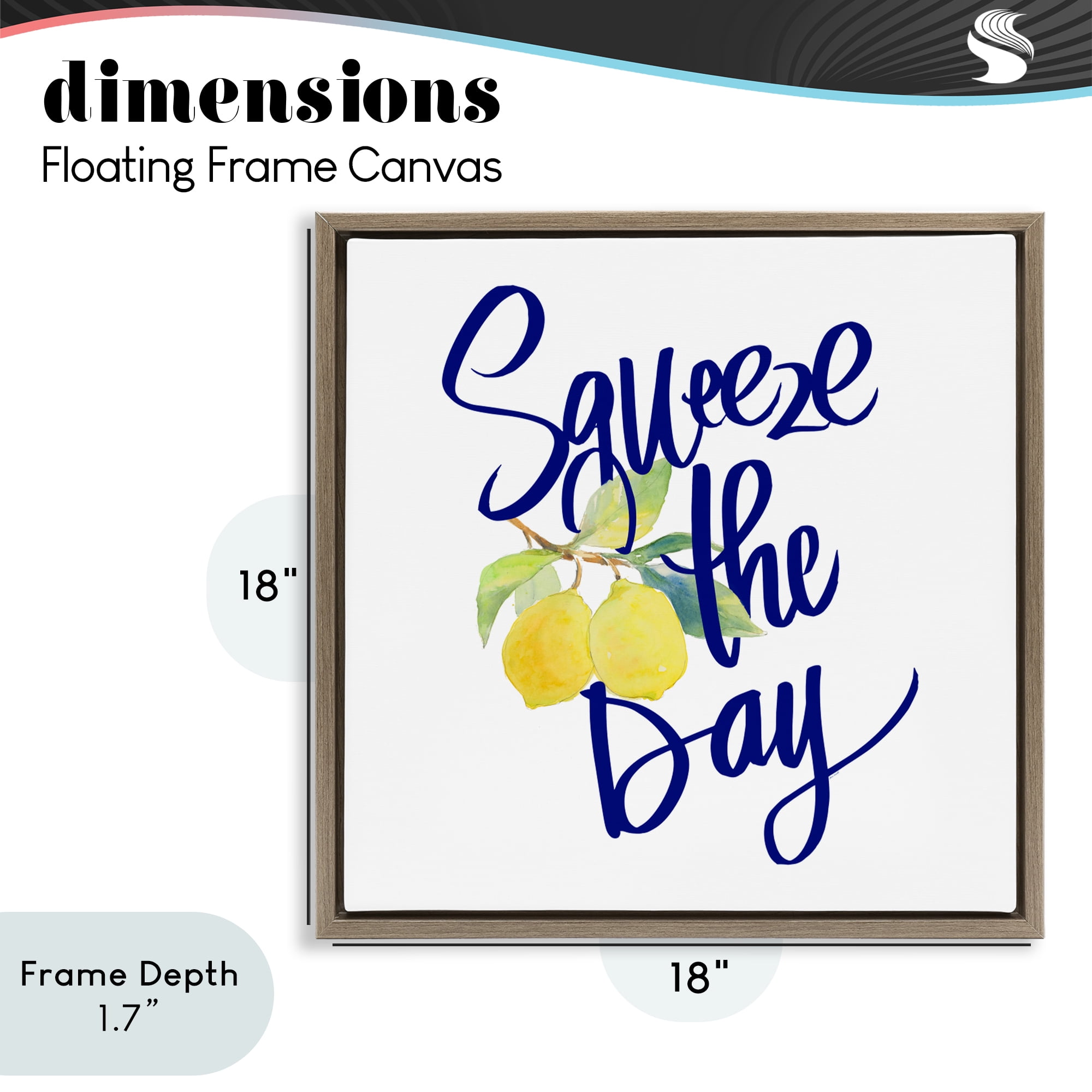 Stupell Industries Cursive Squeeze The Day Brown Framed Floater Canvas Wall Art, design by Lanie Loreth
