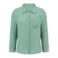 thumbnail image 4 of VNKIDY Women Shirts Summer Solid Color Loose Fit Linen Blouse Long Sleeve Button Down Lapel Soft Shirt For Casual Daily Wear Classic Tops, 4 of 6