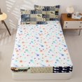 thumbnail image 4 of Erosebridal Patchwork Dachshund Pattern Zipper Queen Comforter Set with Fitted Sheet and 2 Pillowcases,Check Bone Print Zipper Bedding Set,Brown Beige Black White,Reversible, 4 of 6