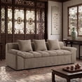 thumbnail image 6 of LUCKHAO 71" Corduroy Frameless Foam Sofa, No Assembly 3-Seat Couch for Small Spaces with 3 Pillows, Camel, 6 of 9