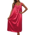 thumbnail image 2 of TrendOFT Long Nightgowns for Women Silk Satin Soft Sleeveless Night Gown Victorian Sleep Dress Soft Night Dress Ladies Sleepwear Red One Size, 2 of 5
