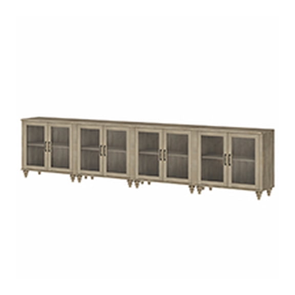 4-in-1 TV Stand, Wood Console Table Storage Cabinet for Living Room, Kitchen Sideboard Buffet Cabinet With Glass Door for Dining Room, Wash Grey