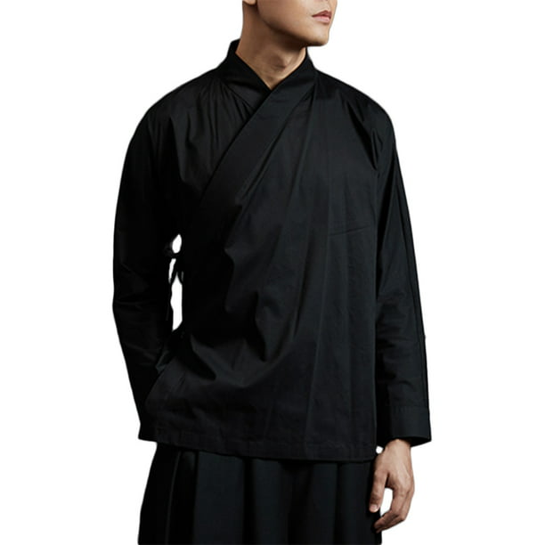 Incerun - Mens Long Sleeve Japanese Style Yukata Shirts Casual Formal ...