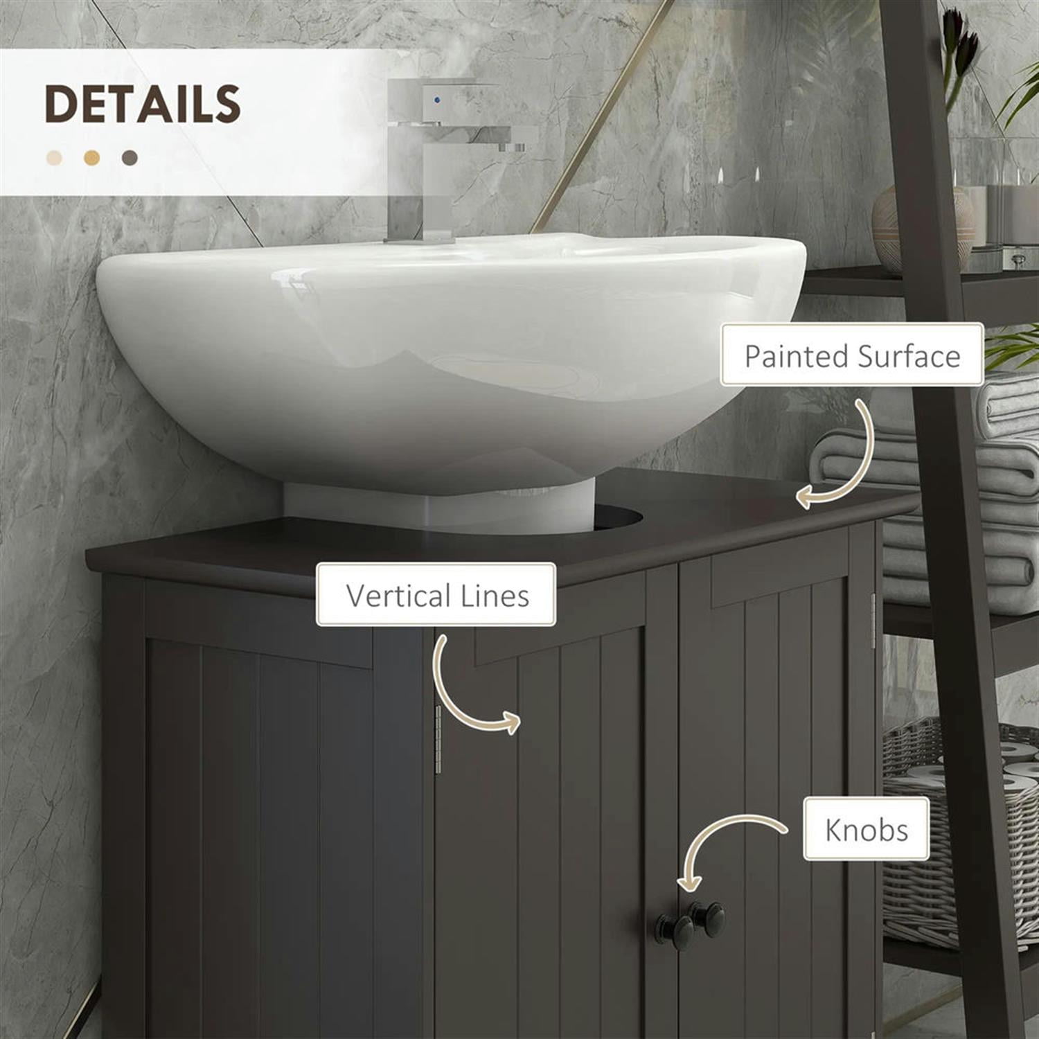 Demi Bonn 23" Bathroom Vanity with 2 Doors and Adjustable Shelf, Pedestal Sink 2-Door Cabinet, Under Sink Cabinet, Brown