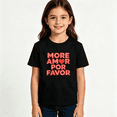 thumbnail image 2 of Girls Graphic Tees More Amor Por Favor Kids T Shirt Heart 100% Cotton Short Sleeve Soft Tops 4-13Y, 2 of 5