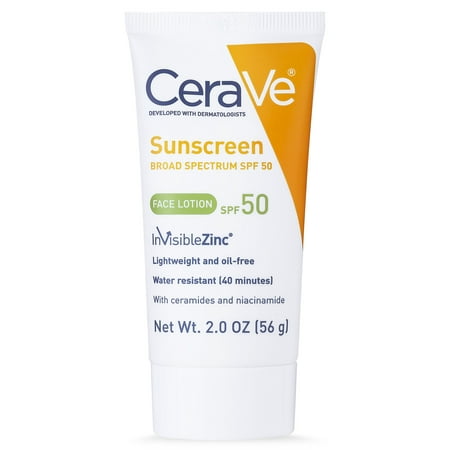 CeraVe Face Sunscreen Lotion, Lightweight and Oil-Free, SPF 50, 3.5 oz.