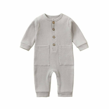 

Rollback Prices Clearance Sale Juebong Autumn Spring Baby Girls Boys Cute Romper Long Sleeve Button Sweatshirt Jumpsuits Gray 0-3 Months