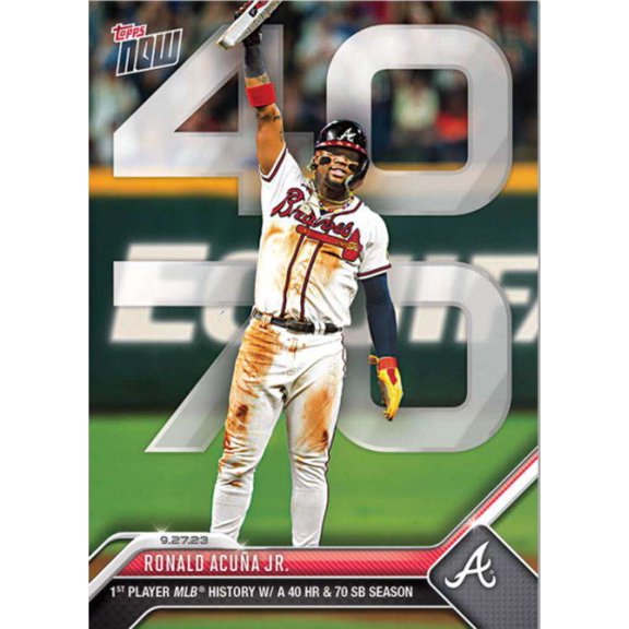 2023 Topps Now Baseball Ronald Acuna Jr. #927 (1st Player MLB History W/ A 40 HR & 70 SB Season)