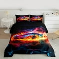 thumbnail image 3 of Manfei Race Car Queen Comforter Set,Kids Extreme Sport Bedding Sets,Orange Red Black Bedding Comforter Set For Boys,Luxury Bedroom Decor Reversible,3-Piece, 3 of 9
